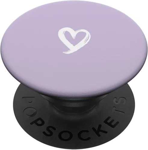 PopGrip adhesivo PopSockets con diseño de corazón minimalista blanco y morado pastel