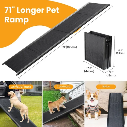Miniatura 3 de Rampa para perros para automóvil, 71''x 17'' rampa para mascotas para perros grandes con superficie antideslizante, rampas extra largas para perros