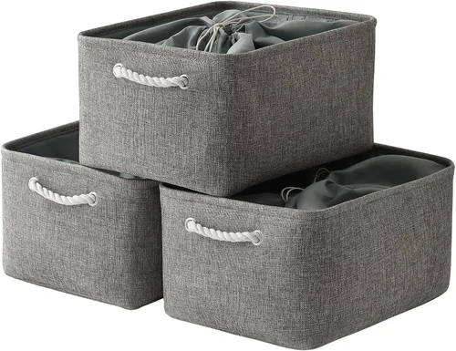 Miniatura 36 de TheWarmHome Contenedores de almacenamiento para estantes, tamaño mediano, 3 unidades, 13.8 pulgadas de largo x 9.8 pulgadas de ancho x 6.7 pulgadas