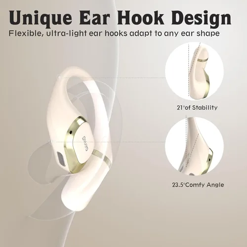 Miniatura 4 de OHAYO Auriculares de oreja abierta, auriculares con gancho ergonómico para la oreja, auriculares Bluetooth 5.4 con pantalla digital inteligente