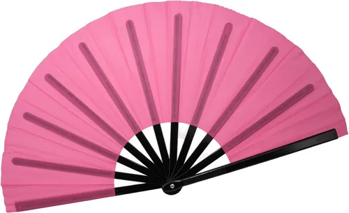 QIRMIZI Abanico grande plegable para rave – Abanicos de tela de nailon, abanicos retro vintage para kung fu, tai chi, danza, festivales de música,