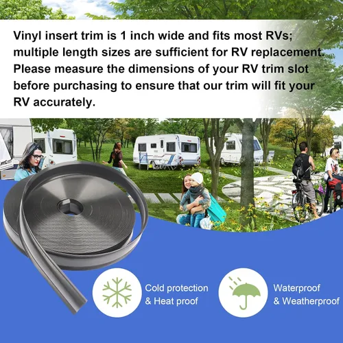 Miniatura 7 de Cubierta de tornillo de moldura de vinilo negro de 1 pulgada para caravana, barco, cámper, remolque de viaje (25 pies) Las tiras de vinilo cubren