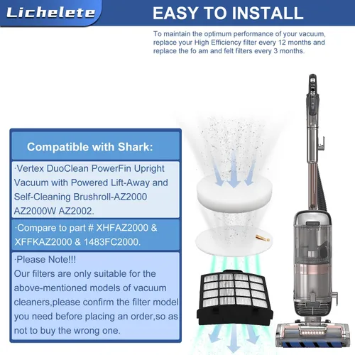 Miniatura 3 de Piezas de repuesto del filtro de vacío AZ2002 para Shark Vertex Duoclean Upringht Vacuum AZ2000 AZ2000W AZ2002, comparado con la parte XHFAZ2000