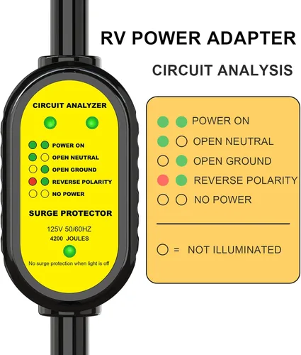 Miniatura 5 de EyGde Adaptador RV de 30 Amp a 15 Amp 110V con protector de sobretensiones, patentado 4200J de 15 Amp macho a 30 Amp con conector de bloqueo