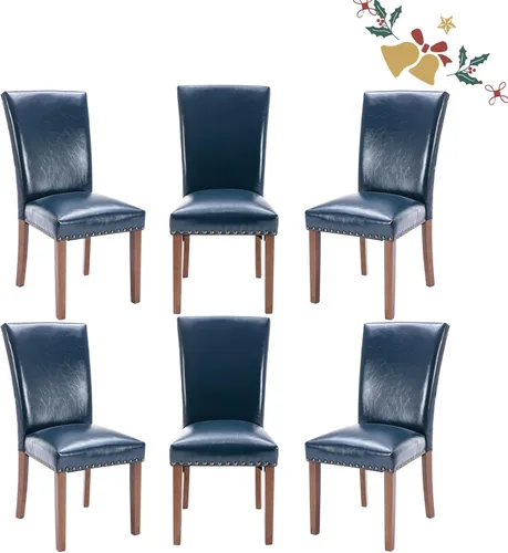 Miniatura 9 de Juego de 2 sillas de comedor Parsons, sillas tapizadas con cabeza de clavo para comedor y cocina con cojines gruesos y patas de madera, verde