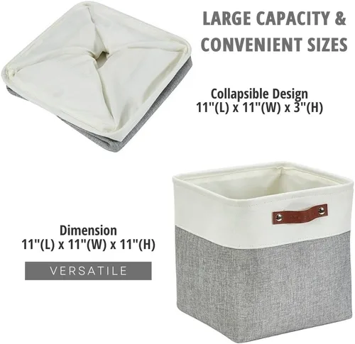 Miniatura 4 de DECOMOMO - Contenedores de tela para almacenamiento, cubos de 11 x 11 pulgadas, canasta decorativas con asas para organizar estantes y armarios