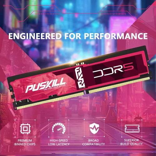Miniatura 7 de PUSKILL Memoria de escritorio DDR5 RAM de 32 GB (2 x 16 GB) 6000 MHz CL30 Actualización de PC gaming de latencia ultrabaja Intel XMP 3.0 y AMD