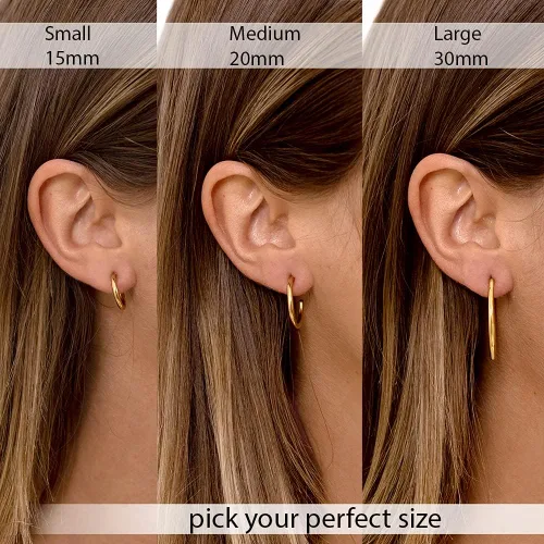 Miniatura 4 de Altitude Boutique Aretes de aro pequeños de oro de 18 quilates para mujer, aretes de tubo fino chapados en oro, ligeros, hipoalergénicos, gruesos