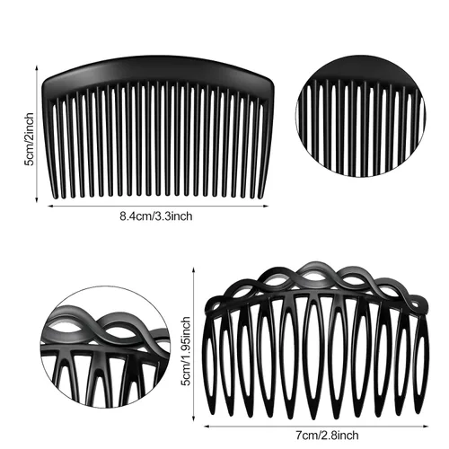 Miniatura 2 de 24 piezas de accesorios para peine de pelo para mujer, peines laterales franceses, clips decorativos de plástico con 11/23 dientes, clip de velo