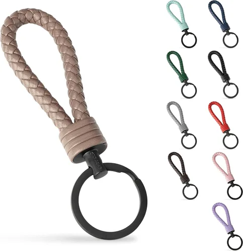 Miniatura 16 de SERASAR Leather Keychain [Strong] - with Additional Stainless Steel Key Ring for Small Keys - with Gift Box Rojo