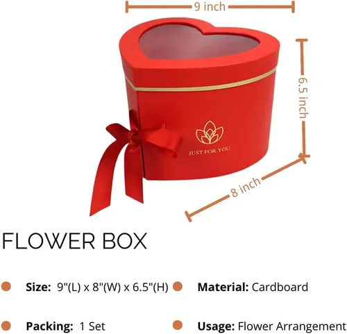 Miniatura 6 de BBJWRAPS - Caja para flores en forma de corazón con tapa para arreglos de lujo, florerías, entregas de regalos, material de cartón piedra de 9