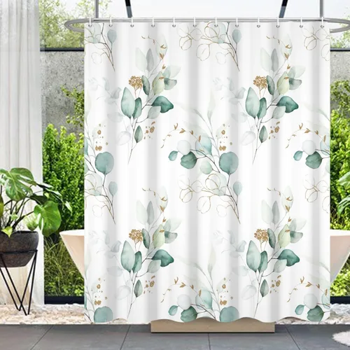 Miniatura 30 de Cortina de Ducha Floral Bohemia Negra Flores de Mediados de Siglo Botánica Moderna Elegante Estética Cortina de Ducha para Decoración de Baño