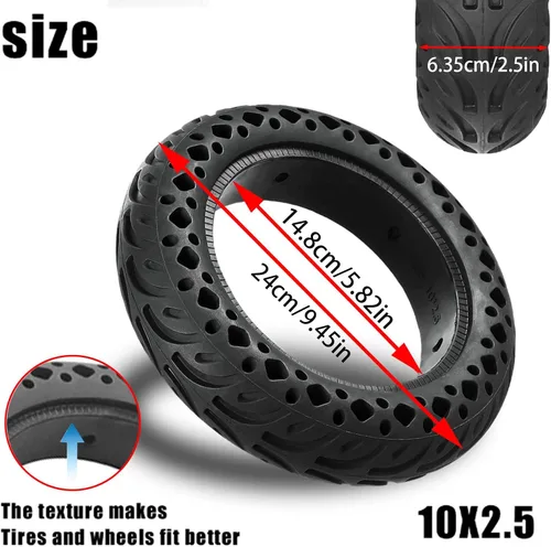 Miniatura 3 de Neumático de scooter 60/70-6.5 sin cámara: 10x2.50 Reemplazo de neumático sólido para Hover 1 Alpha Hiboy MAX3 Segway Ninebot MAX G2 G30LP Scooter