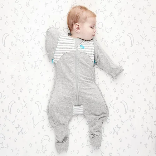 Miniatura 2 de Love to Dream Traje de transición Swaddle UP, gris, mediano, 13-19 libras, alas patentadas con cremallera y mangas únicas autolescalmantes