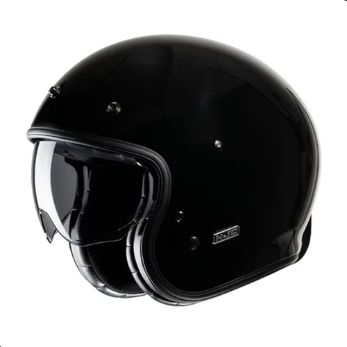 HJC V31 Casco de motocicleta sólido de cara abierta con visera IS-10, aprobado por DOT (negro, XXL)