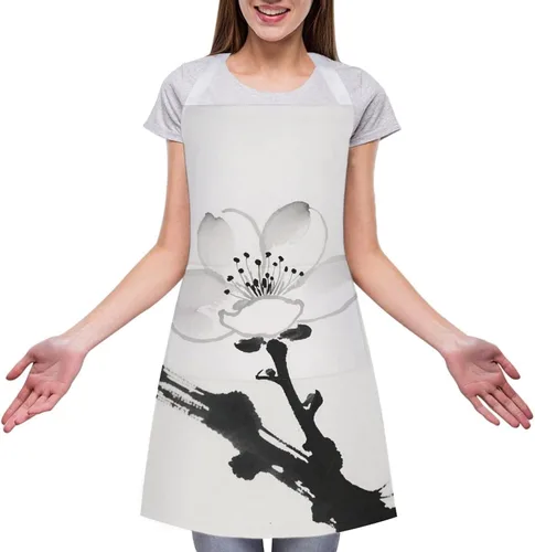 Miniatura 3 de MUSM Apron for Adults - 27.6 X 31.5 Inch, Heavy-Duty Polyester Aprons with Two Large Pockets, Waterproof Ink-wash Painting Scenery Kitchen Apron for