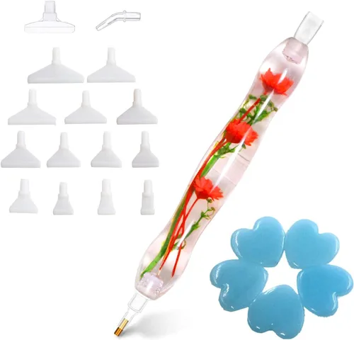 Miniatura 13 de Kit de herramientas y accesorios de pintura de arte de diamante con bolígrafo de cuentas perforadas para adultos, puntas de lápiz estilo perforador