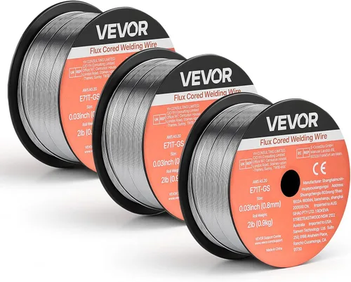 VEVOR Flux Core - Cable de soldadura MIG, E71T-GS 0.03 pulgadas, 2 libras, alambre de soldadura de acero suave sin gas con salpicaduras bajas para