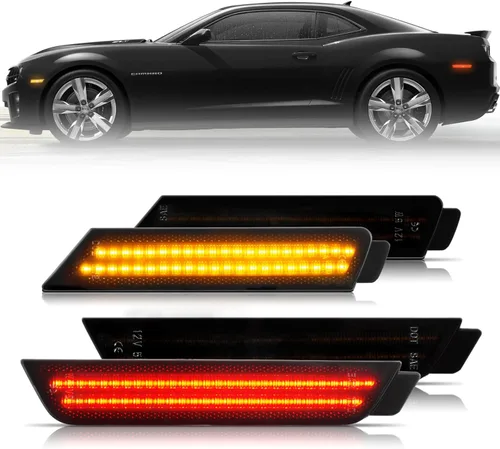 Miniatura 8 de Luz LED de marcador lateral para Chevy Camaro 2010 2011 2012 2013 2014 2015 parachoques delantero trasero parachoques blanco lámparas ahumadas Lente