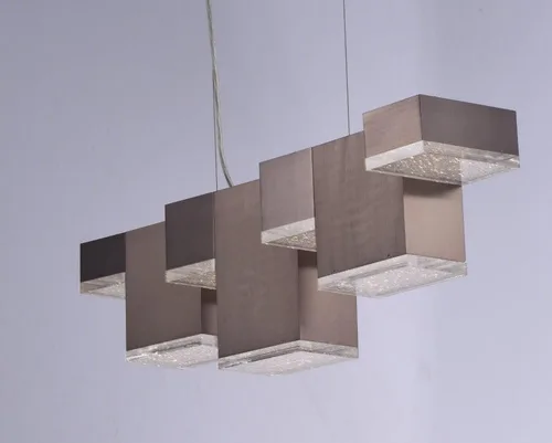 Miniatura 3 de ET2 E24466-160PC Pizzazz LED Geométrico Rectangular Cubo Cristalino Acrílico Lineal Lámpara de techo colgante, 7 luces 50.4 vatios totales, 9