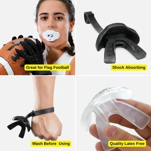 Miniatura 6 de SLEEFS - Protector bucal de fútbol - Protector de labios/boca con correa para casco - Protector de labios/dientes - Sin hervir