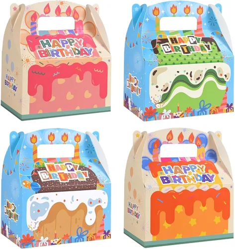 WERNNSAI Paquete de 12 cajas de regalo de fiesta de cumpleaños, decoraciones de fiesta de feliz cumpleaños, cajas de dulces para niñas y niños,