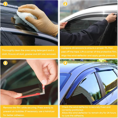 Miniatura 7 de Viseras para ventanas para Mazda 3 Sedán 4 puertas 2004 2005 2006 2007 2008 2009 estilo JDM Mugen, deflector de viento, protector solar y de lluvia