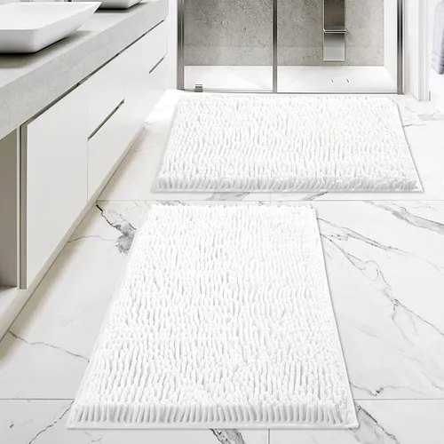 Miniatura 7 de MitoVilla Juego de 2 alfombras de baño negras, 2 piezas de 20 x 32 pulgadas, alfombras de baño de felpilla extra suaves y absorbentes, alfombra