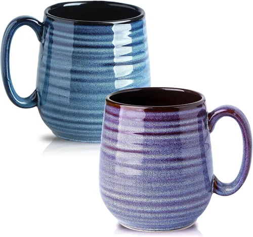 Miniatura 13 de HASENSE - Taza de café de cerámica grande de 20 onzas con gran asa, taza de té de cerámica para oficina y hogar, taza grande de regalo para papá