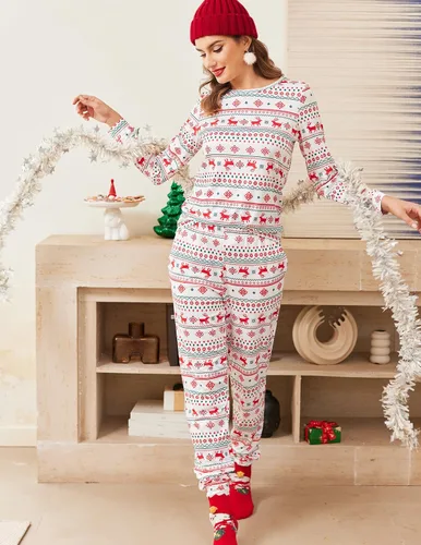 Miniatura 44 de Ekouaer Conjunto de pijama de manga larga para mujer, ropa de dormir suave con cuello redondo y bolsillos