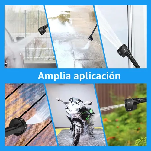 Miniatura 7 de Lavadora a presión portátil inalámbrica, Lavadora a presión inalámbrica de 980 PSI para autos con 2 baterías, boquilla 6 en 1, manguera de 5 metros