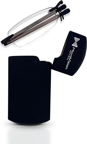Gafas de lectura plegables sin montura ejecutivas con estuche compacto para mujeres y hombres, delgadas, ligeras y portátiles