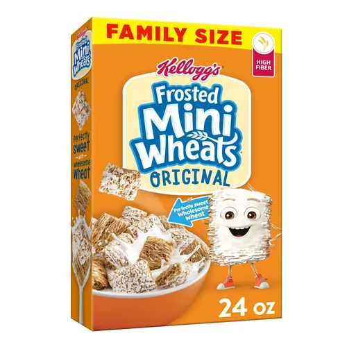 Miniatura 9 de Kellogg's Frosted Mini-Wheats - Cereal para desayuno frío, cereales de fibra, aperitivos para niños, miel dorada (10 cajas)