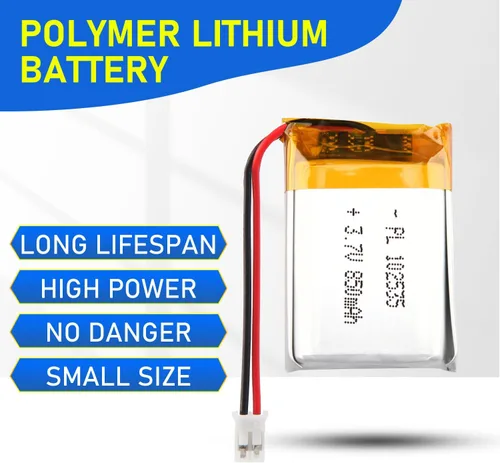 Miniatura 5 de 102535 3.7V Lipo Batería 850mAh 102535 Batería recargable de polímero de litio con conector JST PH2.0.000 in para dispositivo electrónico