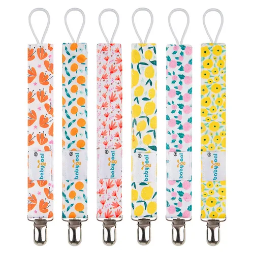 Miniatura 26 de Babygoal 6PBM05-HZ Juego de 6 prendedores para chupón para niños y niñas, se adaptan a la mayoría de los estilos de chupones y juguetes de dentición