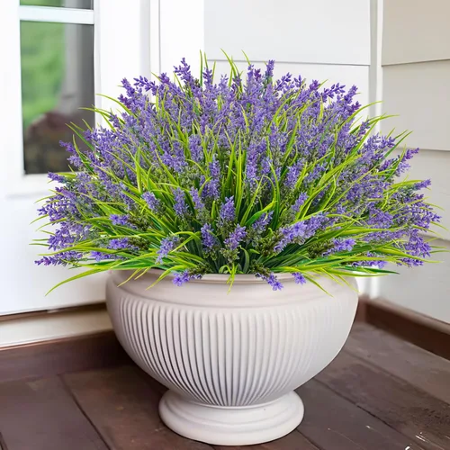 Miniatura 8 de Agusbagli 24 paquetes de plantas falsas de césped artificial, mono, hierba de mono, vegetación resistente a los rayos UV, arreglo de arbustos
