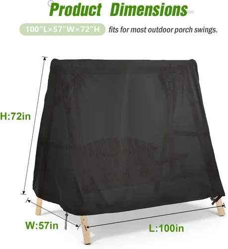 Miniatura 2 de Kasla Outdoor Swing Cover, Waterproof and Heavy-Duty Cover for Patio A Frame Swing Set & Porch Glider Hammock & Porch Swing Stand