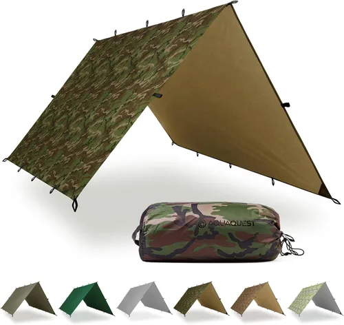 Miniatura 11 de AquaQuest Lona Safari – Ligera impermeable (0.197 in) con costuras selladas Ripstop para mochileros, senderismo y camping en hamacas Verde oliva