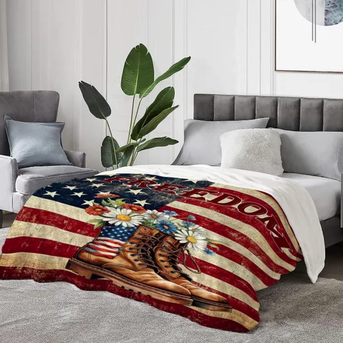 Miniatura 10 de YeeJu Manta de bandera estadounidense para bebé, patriótica para el 4 de julio, Día de los Caídos, 4 de julio, manta de forro polar para niños