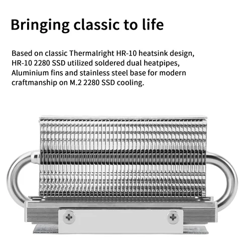 Miniatura 4 de Thermalright HR10 2280 SSD Enfriamiento disipador de calor, disipador de calor de doble cara, tubos de calor de 4 × 0.197 in, con almohadilla