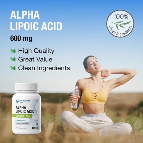Miniatura 7 de Puregen Labs Ácido Alfa Lipoico 600mg [Alta Potencia] 180 Porciones - Soporte Antioxidante Sin Aditivos Nocivos Sin OGM, SIN Gluten y Lácteos