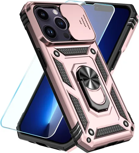 Miniatura 18 de SunStory Funda compatible con iPhone 12 Pro Max con protector de pantalla HD, cubierta de cámara deslizante y soporte de anillo giratorio