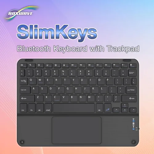 Miniatura 9 de BoxWave Teclado compatible con la tableta Chuwi Hi10, teclado Bluetooth SlimKeys con trackpad, panel táctil delgado portátil, color negro azabache