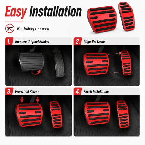 Miniatura 7 de Accesorios interiores personalizados para Nissan Sentra 2020 2021 2022, cubiertas de pedal de acelerador de gas de aleación de aluminio, Rojo