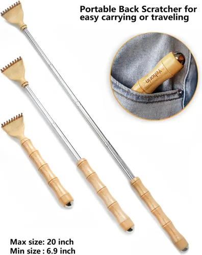 Miniatura 5 de Rascador de espalda, rascador de espalda de bambú extensible portátil para hombres y mujeres con hermoso embalaje de regalo, rascador corporal