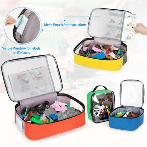 Miniatura 3 de Rexmica Bolsa organizadora de almacenamiento de juguetes de 4 piezas, estuche organizador de viaje para bloques de construcción, muñecas