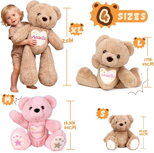 Miniatura 5 de Oso de peluche personalizado con nombre bordado, oso de peluche personalizado, juguetes de oso de peluche personalizados para bebé, regalos