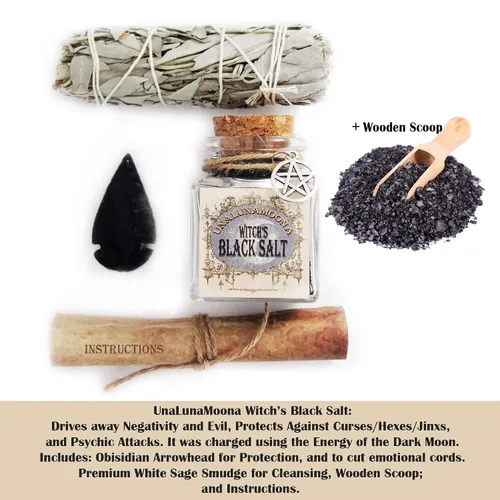Miniatura 4 de UnaLunaMoona Kit de sal negra Wicca Sal negra para protección Brujería de sal negra Protección empática Sal de bruja Suministros