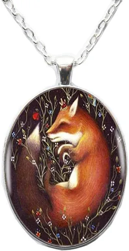 Collar de zorro durmiente Colgante de joyería de zorro rojo, joyería de animales durmiendo, joyería de la naturaleza, collar de animales de zorro,