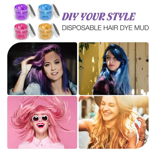 Miniatura 2 de Color de cabello temporal para niños, Ultikare cera para el cabello lavable, cera de tiza natural, crema de barro de arcilla para peinado DIY